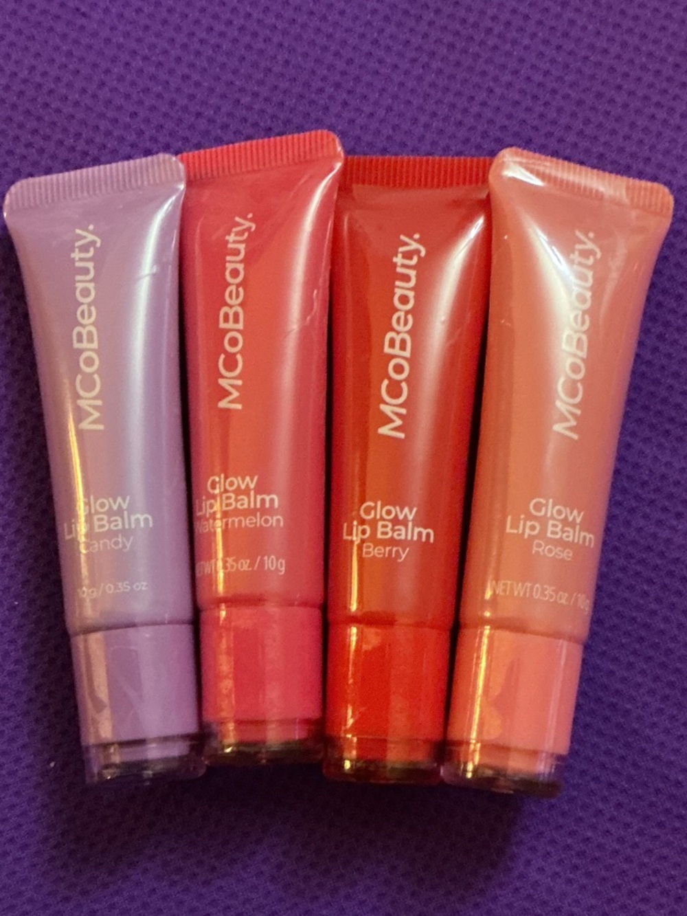MCoBeauty Glow Lip Balm - Berry, Rose, Watermelon, Trendy (Pack of 4)
